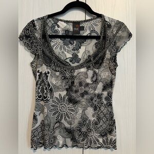Anac Black and White Floral Blouse size small
